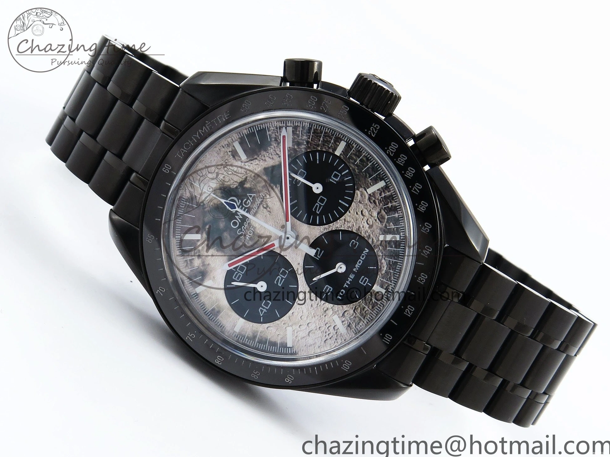 0128 Speedmaster Black Benom PVD Moon RMF Best Edition on PVD Bracelet Lemania HW WrinkleFree 7727